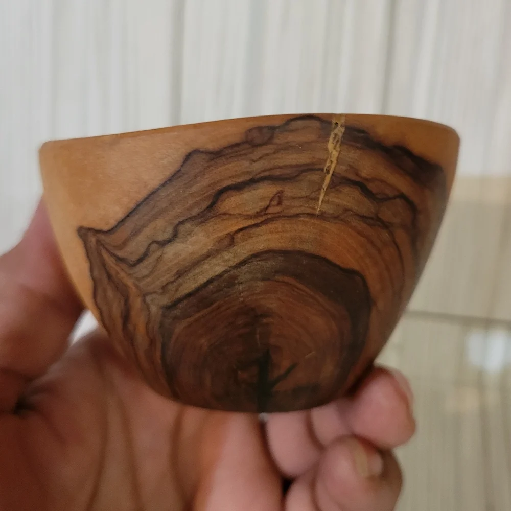 Crate & Barrel Olive Wood Small Snack/Nuts Bowl